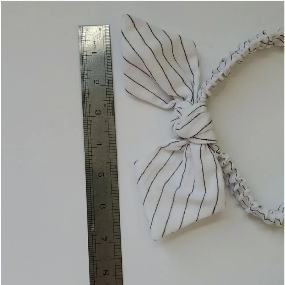 Handmade bunny bow headband white black stripe easter Headband Spring